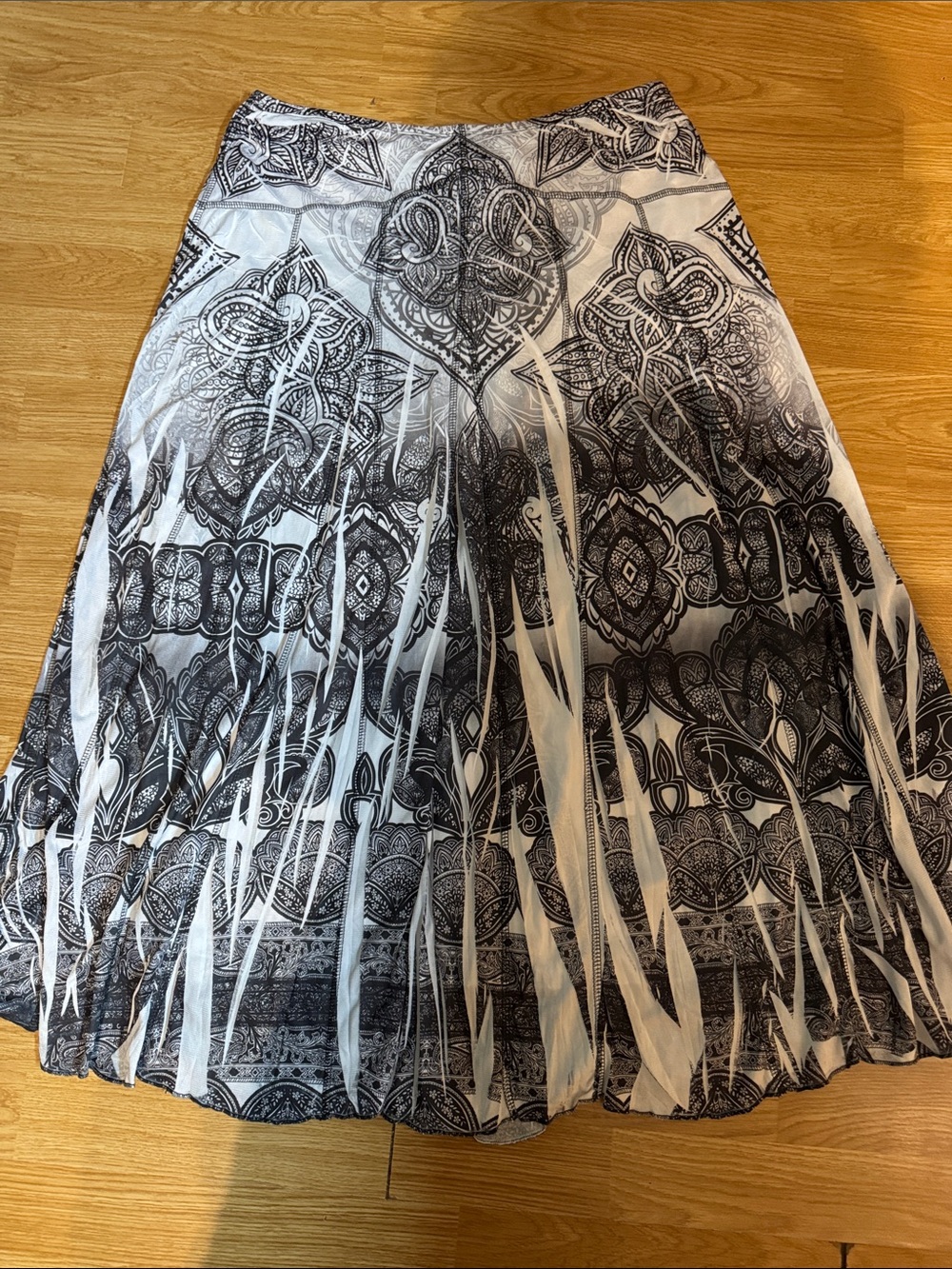 Live and Let Live Black & White Printed Pleated Maxi Skirt